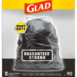 Glad 30 Gallon Large Drawstring Trash Bags, 90/Box (78952)