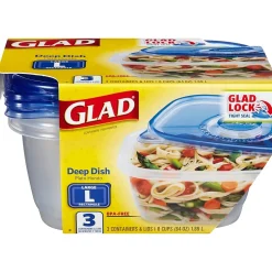 Food Storage Containers<Glad ® Deep Dish Containers, 64 Oz., 3/Pack (70045)