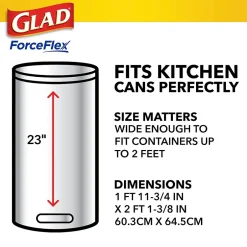 Glad ForceFlex Tall 13 Gallon Kitchen Drawstring White Trash Bags, 110/Box (79098)
