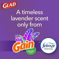 Glad ForceFlex Tall Kitchen Drawstring Trash Bags, 13 Gallon, Gain Lavender with Febreze Freshness, 110 Count (79157)