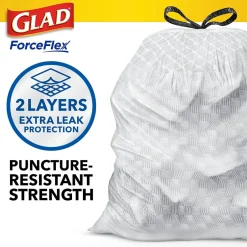 Glad ForceFlex Tall Kitchen Drawstring Trash Bags, 13 Gallon, White, Gain Original scent, 80/Box (78750)