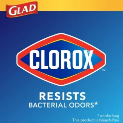 Glad Medium Drawstring Trash Bags with Clorox, 8 Gallon, Grey, Lemon Fresh Bleach Scent, 26/Box(79316)