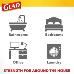 Glad Medium Drawstring Trash Bags with Clorox, 8 Gallon, Grey, Lemon Fresh Bleach Scent, 26/Box(79316)