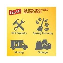Glad Quick-Tie 13-Gallon Tall Kitchen Trash Bag, 23.75