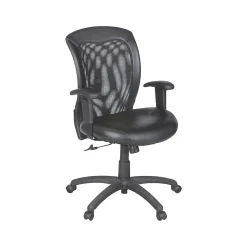 Discount Airflow Ergonomic Leather Swivel Manager Chair, Black (9339BK) Office Chairs