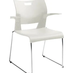 Sale Duet 6620 Polypropylene Stacking Chairs with Arms, Ivory Clouds, 4/Ct (TD6620CH-IVC) Folding & Stacking