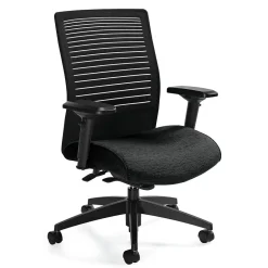 New Loover Urban Fabric Mesh Medium Back Weight Sensing Synchro Tilter Chair, Black Coal Office Chairs