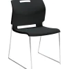 Hot Popcorn Plastic Stack Chair without Arms, Asphalt Black, 4/Ct (TD6711-BLK) Folding & Stacking