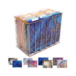 Global Printed Products Deluxe Designer Marble Hanging File Folder Kit, 1/3-Cut Tab, Letter Size, Assorted Colors Outlet