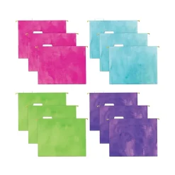 Global Printed Products Deluxe Designer Watercolor Solid Heavy-Duty Hanging File Folders, Letter-Size, Assorted Colors Discount