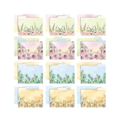 Global Printed Products Deluxe Designer Watercolor Floral Heavy-Duty File Folders, 1/3-Cut Tab, Assorted Colors, 24/Pack Online