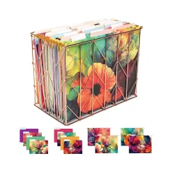 Global Printed Products Deluxe Designer Abstract Floral Hanging File Folder Kit, 1/3-Cut Tab, Letter Size, Assorted Colors Hot