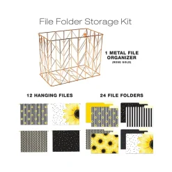 Global Printed Products Deluxe Designer Sunflower Hanging File Folder Kit, 1/3-Cut Tab, Letter Size, Assorted Colors Clearance