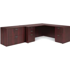Clearance Superior BUNDLE14 Workstation, Mahogany L-Desks