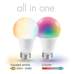 Smart Bulbs<Globe Electric A19-Shape E26-Base Wi-Fi Tunable 60-Watt-Equivalent Frosted Smart LED Light Bulb, Color Changing RGB (34212)