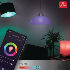 Smart Bulbs<Globe Electric A19-Shape E26-Base Wi-Fi Tunable 60-Watt-Equivalent Frosted Smart LED Light Bulb, Color Changing RGB (34212)