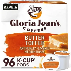 Keurig K-Cups<Gloria Jean's Coffees Butter Toffee Coffee, Keurig K-Cup Pod, Medium Roast, 96/Carton (60051-012CT)