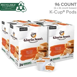 Keurig K-Cups<Gloria Jean's Coffees Butter Toffee Coffee, Keurig K-Cup Pod, Medium Roast, 96/Carton (60051-012CT)