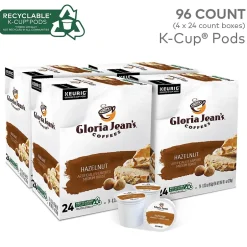 Keurig K-Cups<Gloria Jean's Coffees Hazelnut Coffee, Keurig K-Cup Pod, Medium Roast, 96/Carton (60051-052CT)