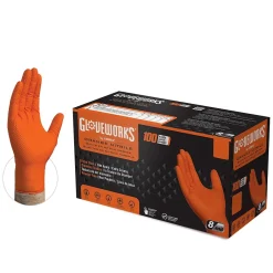 Ammex Gloveworks GWON Nitrile Gloves, XX-Large, Orange, 100/Box, 10 Boxes/Carton (GWON49100XX)
