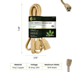 Extension Cords<GoGreen Power 14/3 6' Appliance Cord, Beige, 3/Pack (GG-25606)