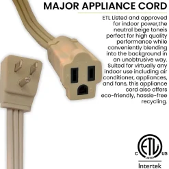 Extension Cords<GoGreen Power 14/3 6' Appliance Cord, Beige, 3/Pack (GG-25606)