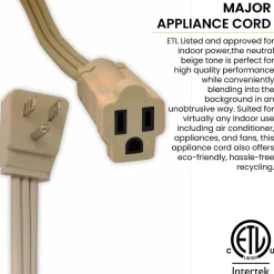 Extension Cords<GoGreen Power 14/3 3' Appliance Cord, Beige, 3/Pack (GG-25603)