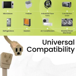 Extension Cords<GoGreen Power 14/3 3' Appliance Cord, Beige, 3/Pack (GG-25603)