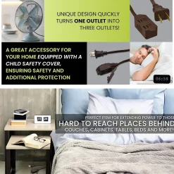 Extension Cords<GoGreen Power 6' Extension Cord, 3-Outlet, 16 AWG, Brown (GG-24806-10)