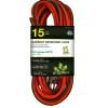 Extension Cords<GoGreen Power 15' Indoor/Outdoor Extension Cord, 16 AWG, Orange (GG-13715)