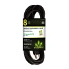 Extension Cords<GoGreen Power 8' Indoor/Outdoor Extension Cord, 16 AWG, Black (GG-13708BK)