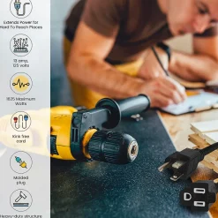 Extension Cords<GoGreen Power 8' Indoor/Outdoor Extension Cord, 16 AWG, Black (GG-13708BK)