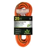 Extension Cords<GoGreen Power 25' Indoor/Outdoor Extension Cord, 3-Outlet, 14 AWG, Orange (GG-15125)