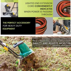 Extension Cords<GoGreen Power 100' Indoor/Outdoor Extension Cord, 12 AWG, Orange (GG-14000)