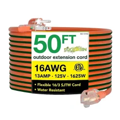 Extension Cords<GoGreen Power 50' Indoor/Outdoor Extension Cord, 16 AWG, Orange (GG-13750)