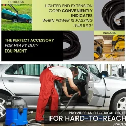 Extension Cords<GoGreen Power 50' Indoor/Outdoor Extension Cord, 14 AWG, Black (GG-13850BK)