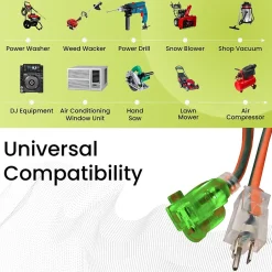 Extension Cords<GoGreen Power 25' Indoor/Outdoor Extension Cord, 14 AWG, Orange (GG-13825)