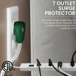 Surge Protectors & Power Strips<GoGreen Power 6' Metal Surge Protector, 7 Outlets, White (GG-17636)