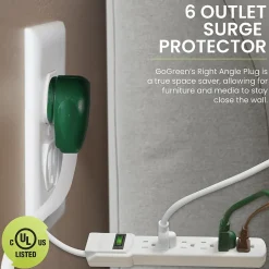 Surge Protectors & Power Strips<GoGreen Power 6 Outlet Surge Protector, 2.5' Cord, White (GG-16103MS)