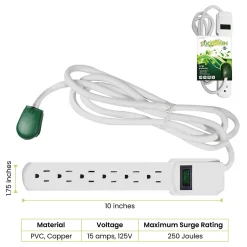 Surge Protectors & Power Strips<GoGreen Power 6 Outlet Surge Protector, 6' Cord, White (GG-16106MS)