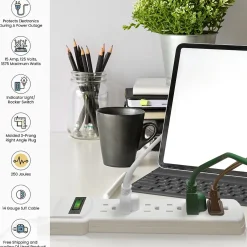 Surge Protectors & Power Strips<GoGreen Power 6 Outlet Surge Protector, 6' Cord, White (GG-16106MS)