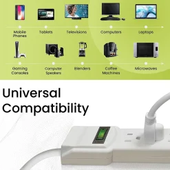 Surge Protectors & Power Strips<GoGreen Power 6 Outlet Surge Protector, 6' Cord, White (GG-16106MS)