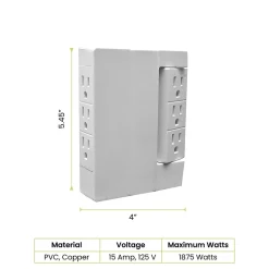 Surge Protectors & Power Strips<GoGreen Power 6 Outlet Swivel Wall Tap Adapter, White (GG-16000TSW)