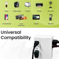 Surge Protectors & Power Strips<GoGreen Power 6 Outlet Swivel Wall Tap Adapter, White (GG-16000TSW)