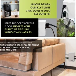 Surge Protectors & Power Strips<GoGreen Power 6 Outlet Swivel Wall Tap Adapter, White (GG-16000TSW)