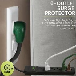 Surge Protectors & Power Strips<GoGreen Power 2.5' Surge Protector, 6 Outlet, Black (GG-16103MSBK)