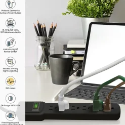 Surge Protectors & Power Strips<GoGreen Power 2.5' Surge Protector, 6 Outlet, Black (GG-16103MSBK)