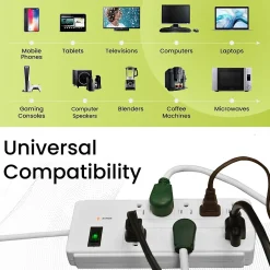 Surge Protectors & Power Strips<GoGreen Power 6' Surge Protector, 8 Outlet, White (GG-18316WH)