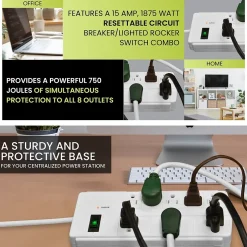 Surge Protectors & Power Strips<GoGreen Power 6' Surge Protector, 8 Outlet, White (GG-18316WH)