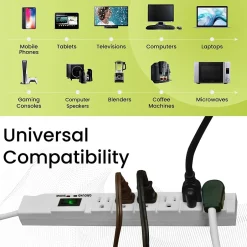 Surge Protectors & Power Strips<GoGreen Power 15' Surge Protector, 6 Outlets, White (GG-16315-15)